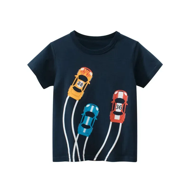2024 Summer New Children's Clothing Leaf Letter Print Kids Clothes Boys Short Sleeve T-shirt Cotton Tops Tee Shirts Dropshipping
