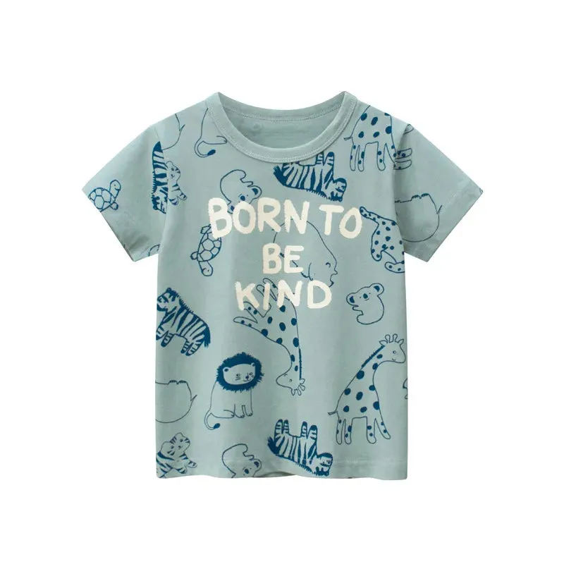 2024 Summer New Children's Clothing Leaf Letter Print Kids Clothes Boys Short Sleeve T-shirt Cotton Tops Tee Shirts Dropshipping