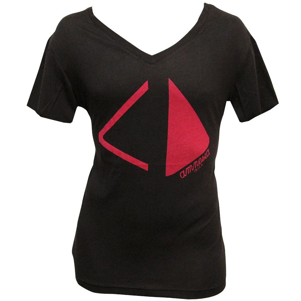 Amnesia Ibiza Pyramid Cut Men's Black V-Neck T-shirt