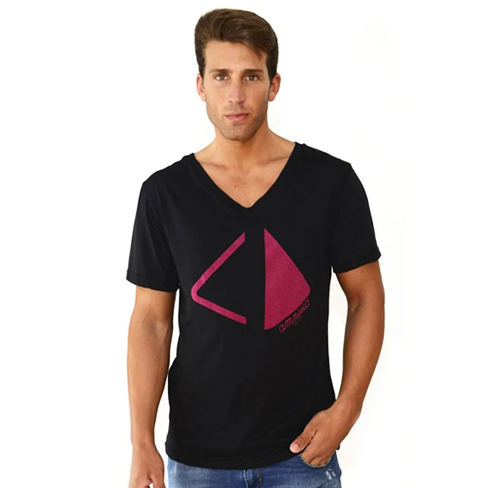 Amnesia Ibiza Pyramid Cut Men's Black V-Neck T-shirt