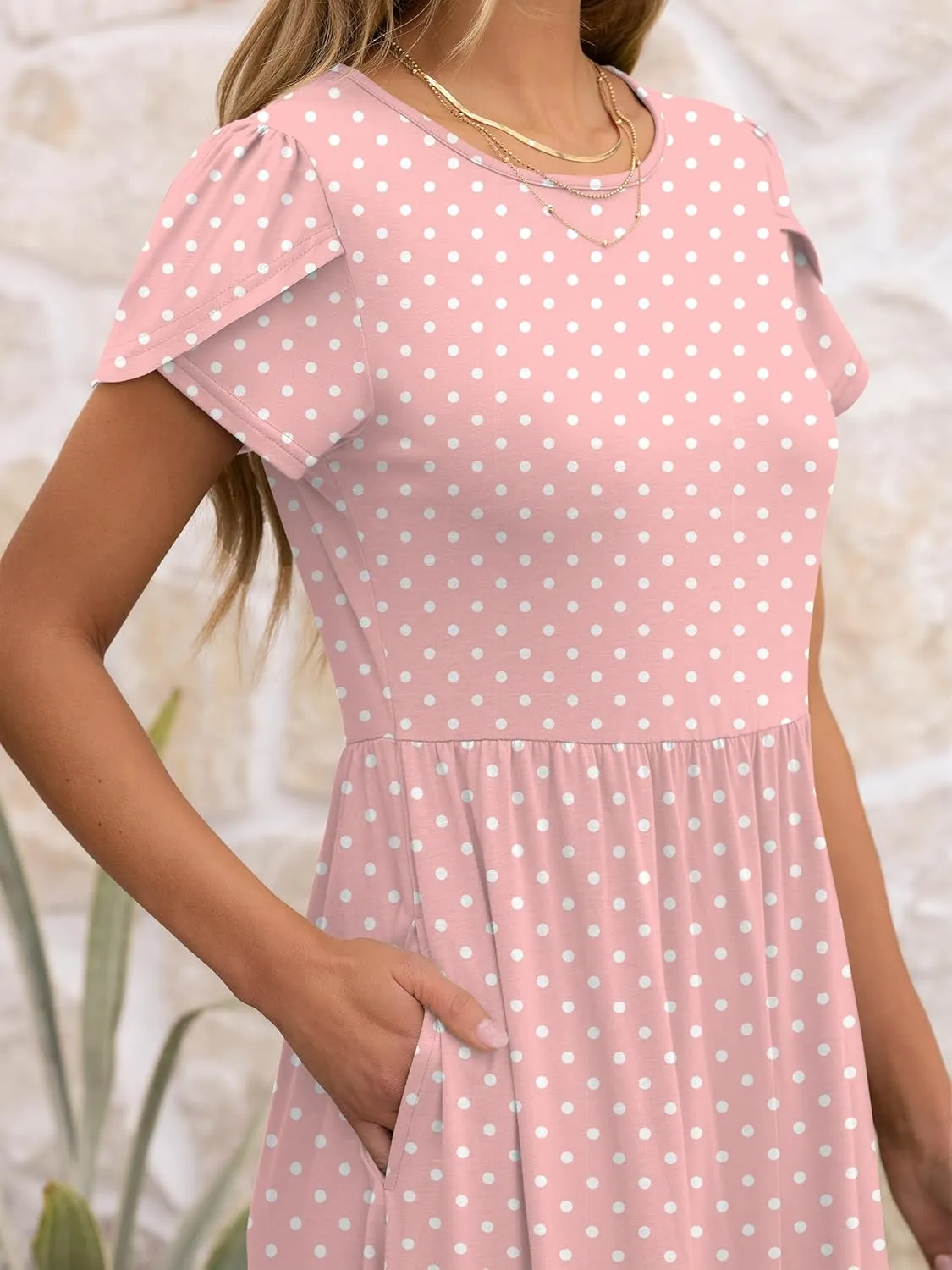 ANRABESS Women's Summer Short Sleeve A-Line Midi Dresses Casual Floral T-Shirt Dresses Flowy Beach Sundress with Pockets