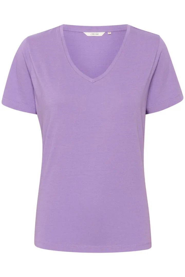 BASIC V NECK LAVENDER T SHIRT