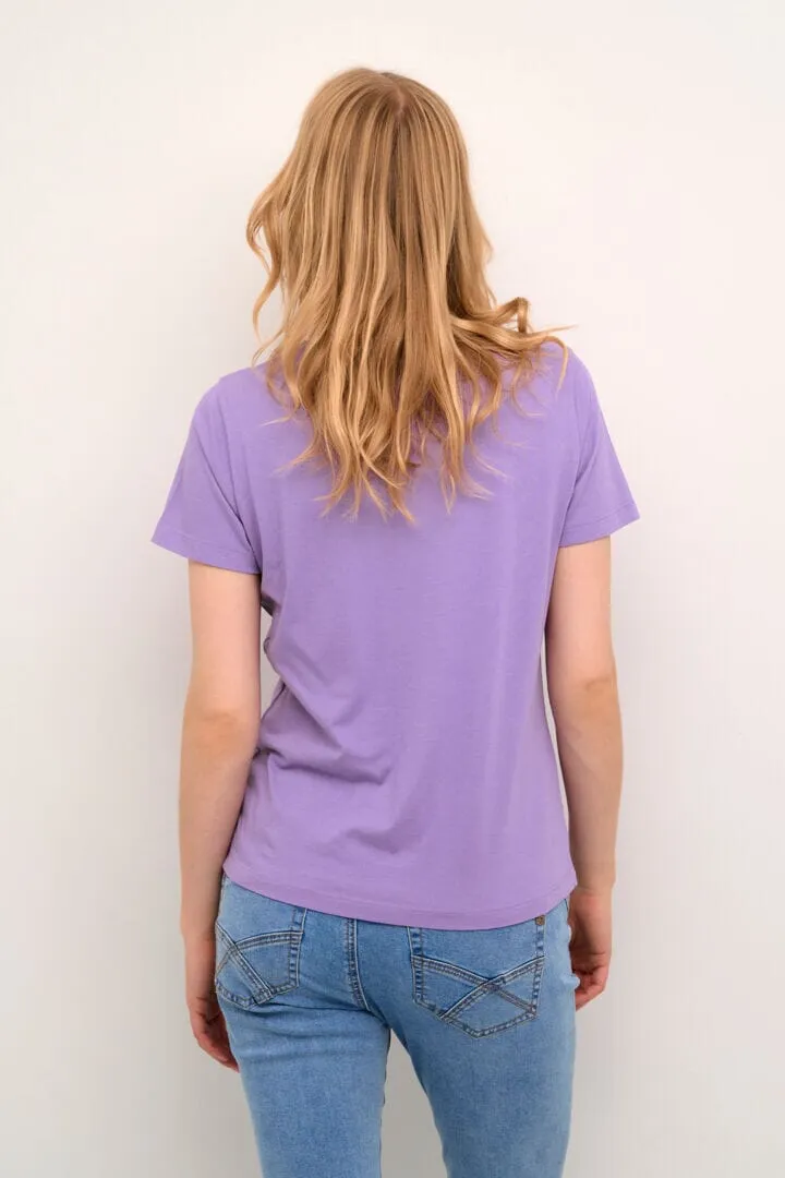 BASIC V NECK LAVENDER T SHIRT