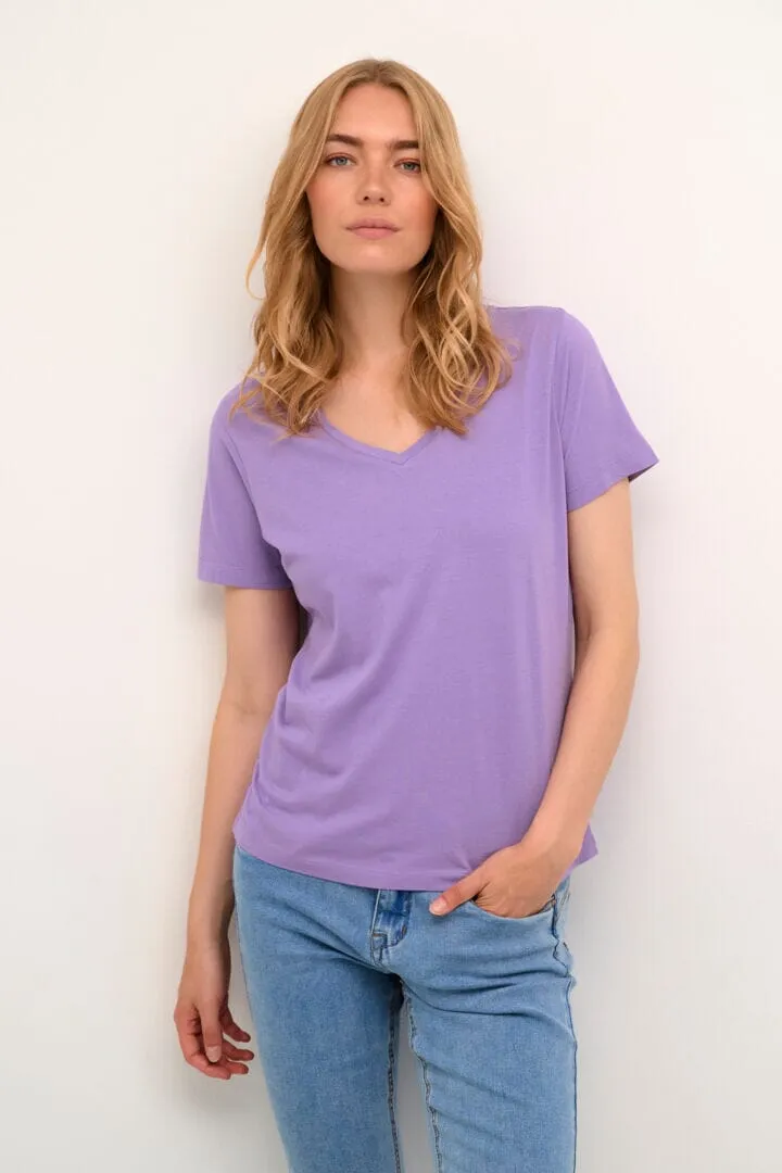 BASIC V NECK LAVENDER T SHIRT