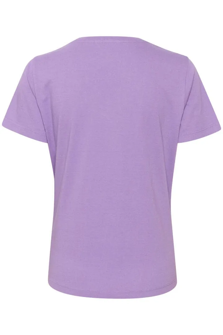 BASIC V NECK LAVENDER T SHIRT