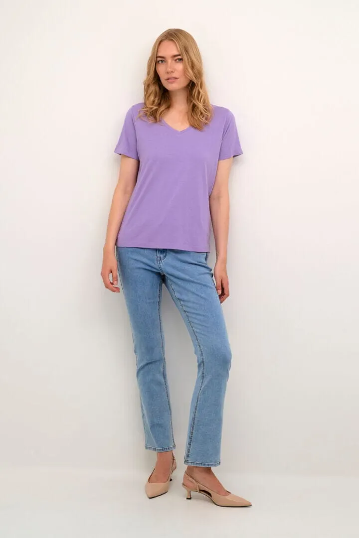 BASIC V NECK LAVENDER T SHIRT