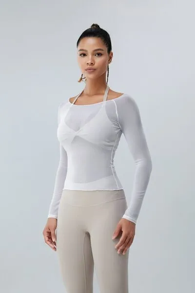 Boat Neck Long Sleeve Active T-Shirt
