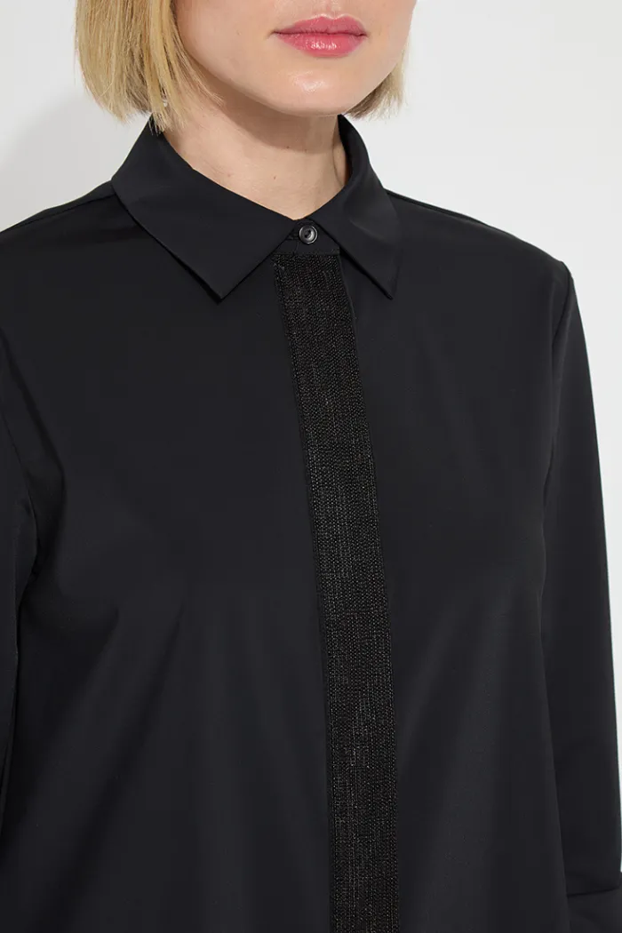 Connie Micro Beaded Shirt - Black