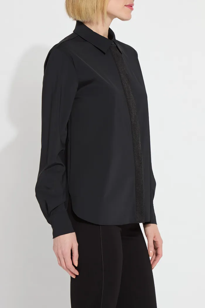 Connie Micro Beaded Shirt - Black