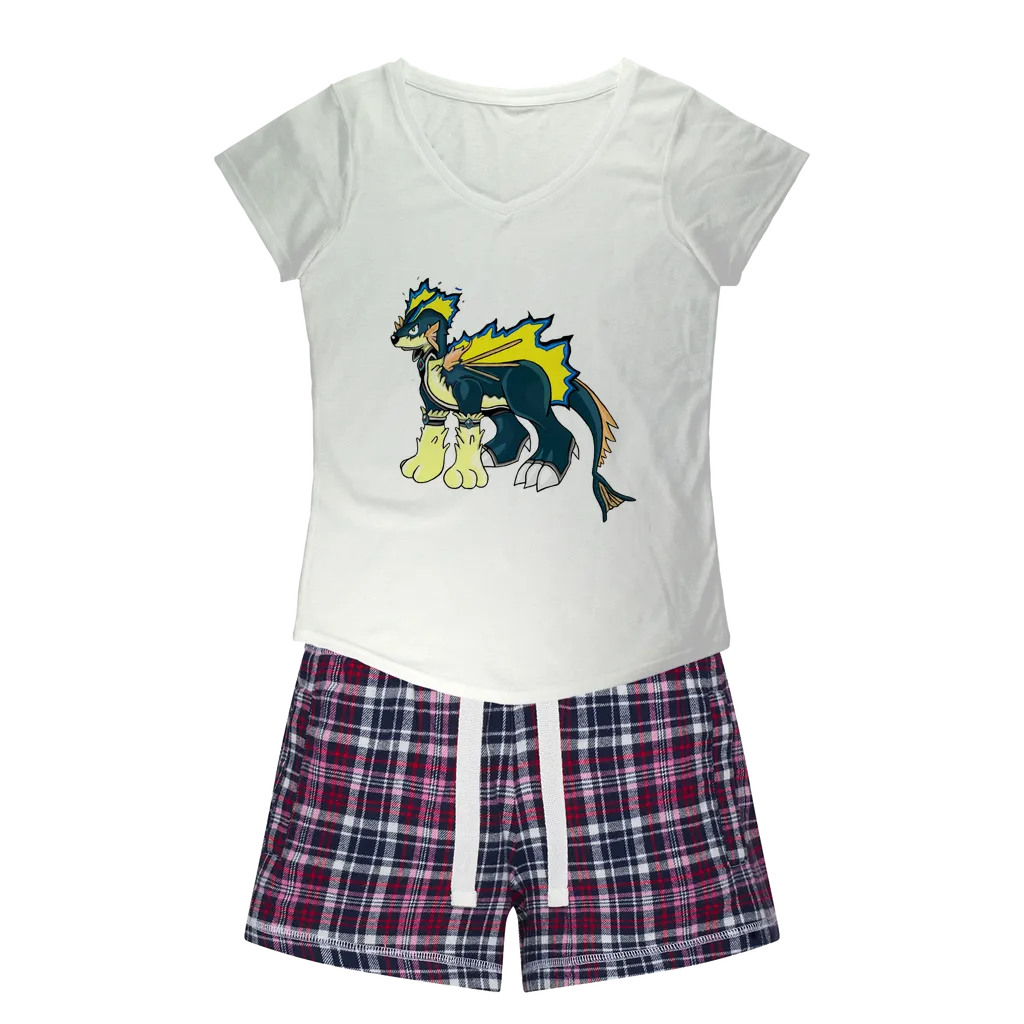 Doffis Women's Sleepy Tee and Flannel Short