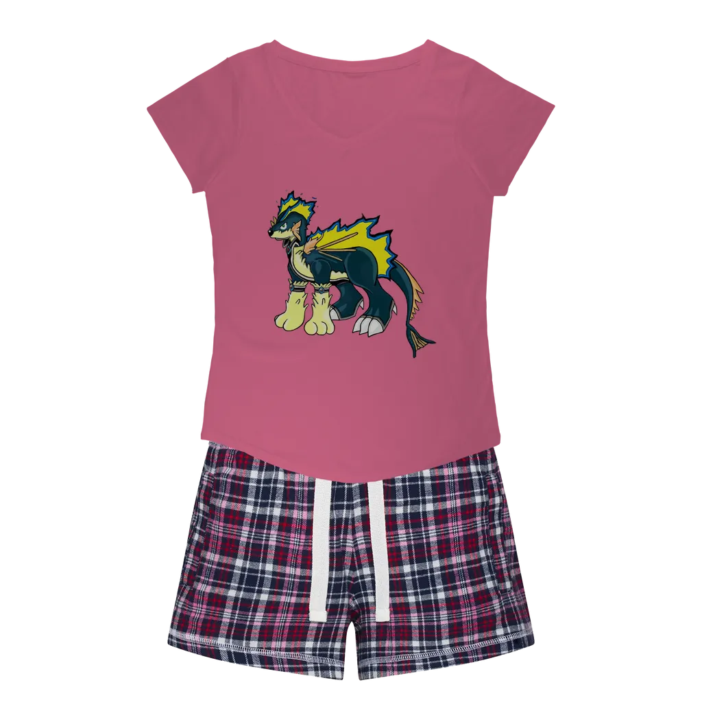 Doffis Women's Sleepy Tee and Flannel Short