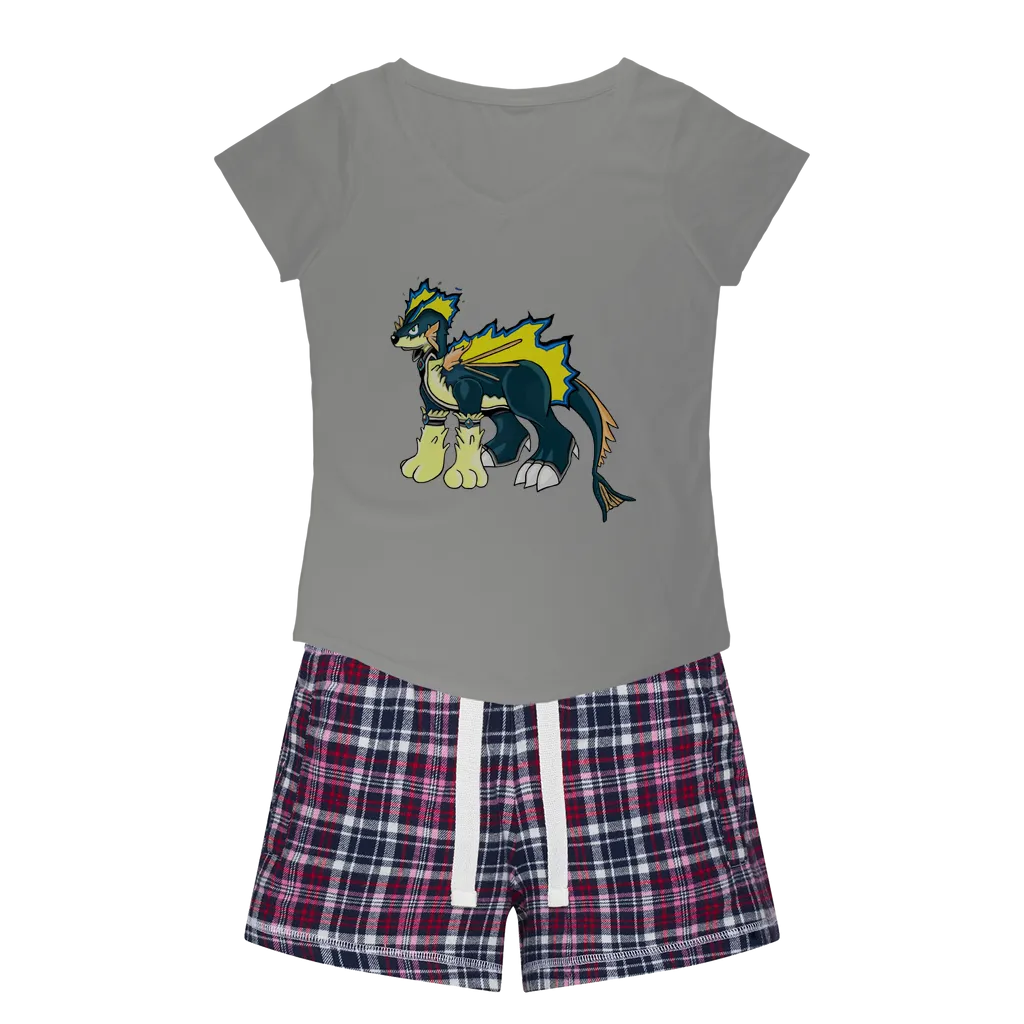 Doffis Women's Sleepy Tee and Flannel Short