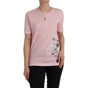 Dolce & Gabbana Pink Floral Print Cotton Short Sleeves T-shirt
