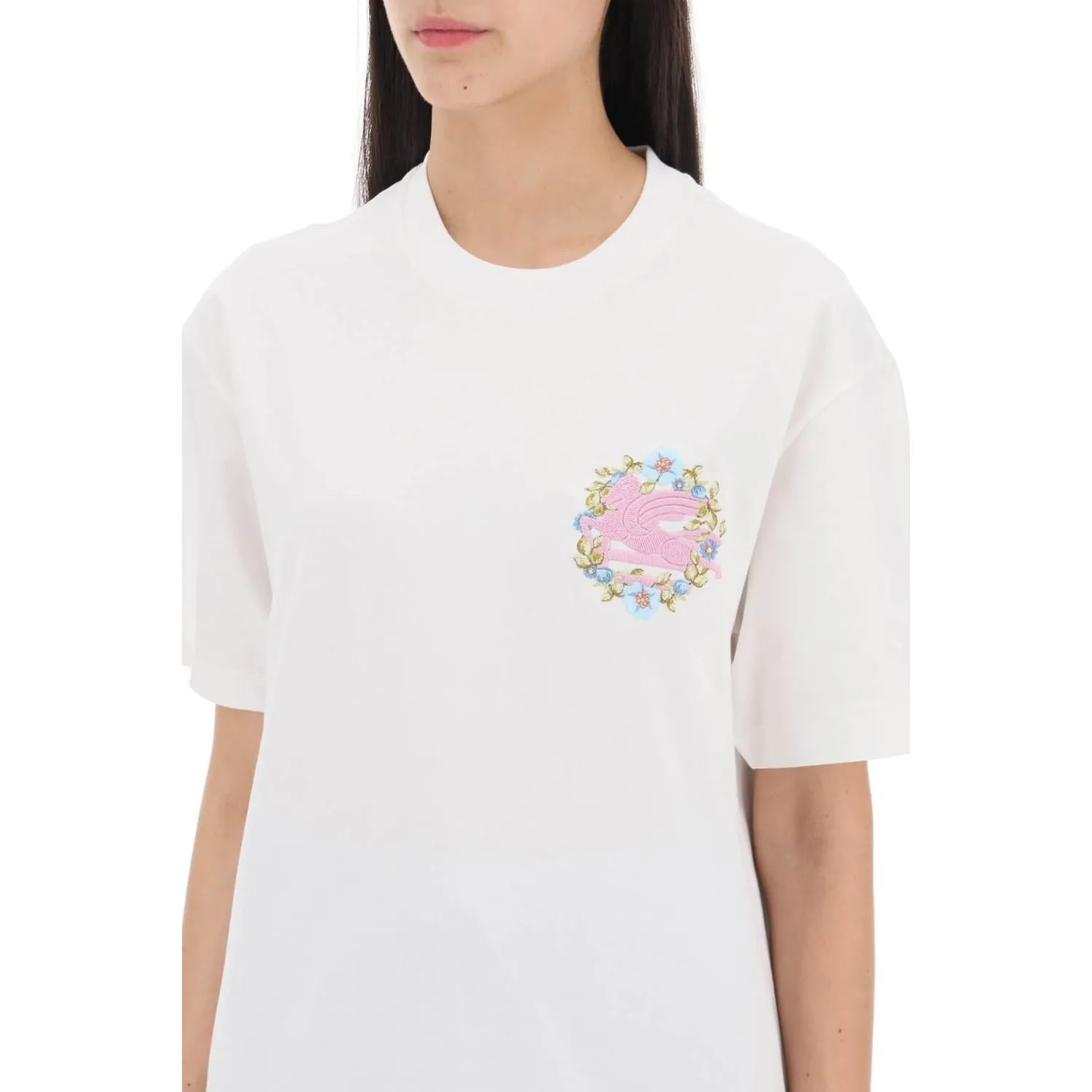 Etro floral pegasus embroidered t-shirt