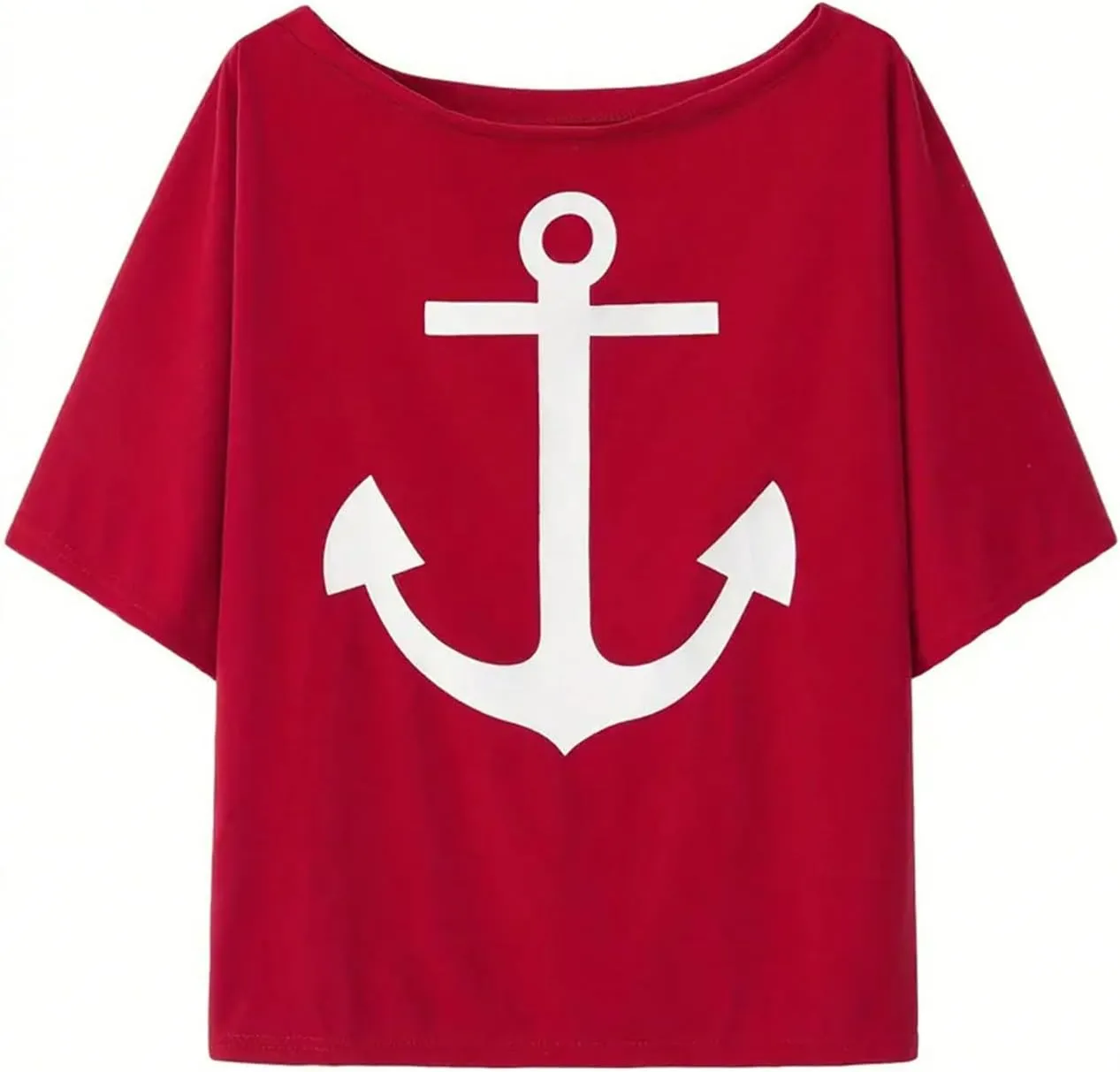 Floerns Women's Off Shoulder Loose Graphic Half Sleeve Drop Shoulder Y2k Tee Shirt