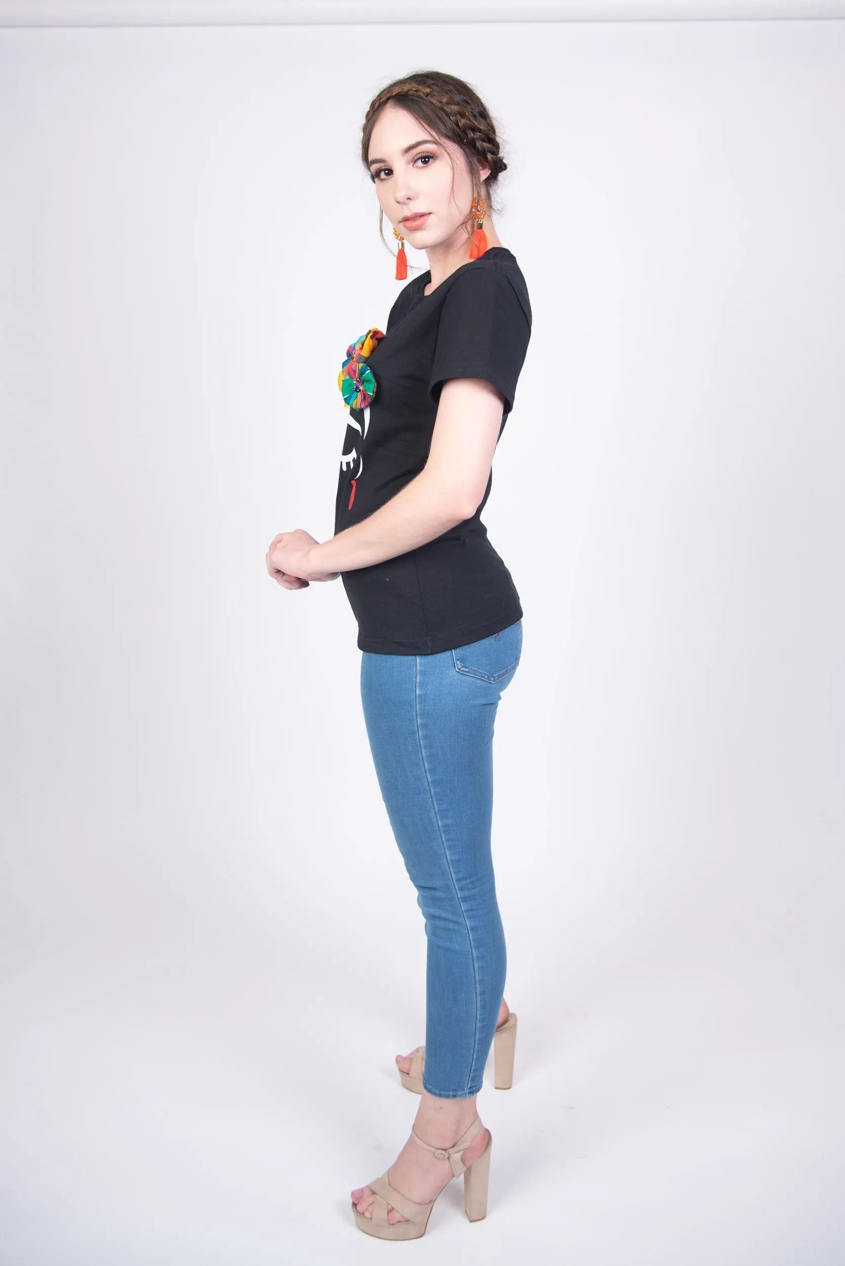 Frida Serape Black Embellished T-Shirt
