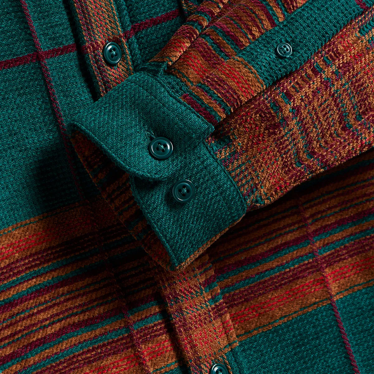 Genesis Big Plaid Flannel Shirt - Green/Burgundy