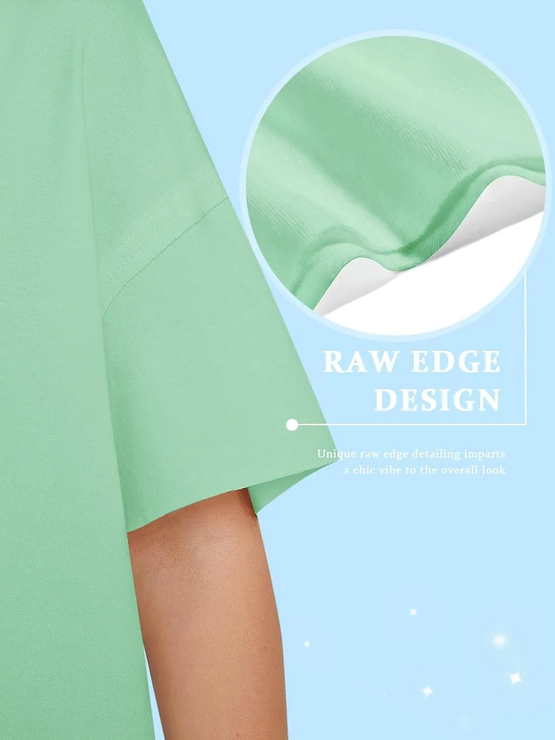Girls Fashion Raw Hem Oversized T Shirts Summer Short Sleeve Tops Tees Shirt 5-14 Years