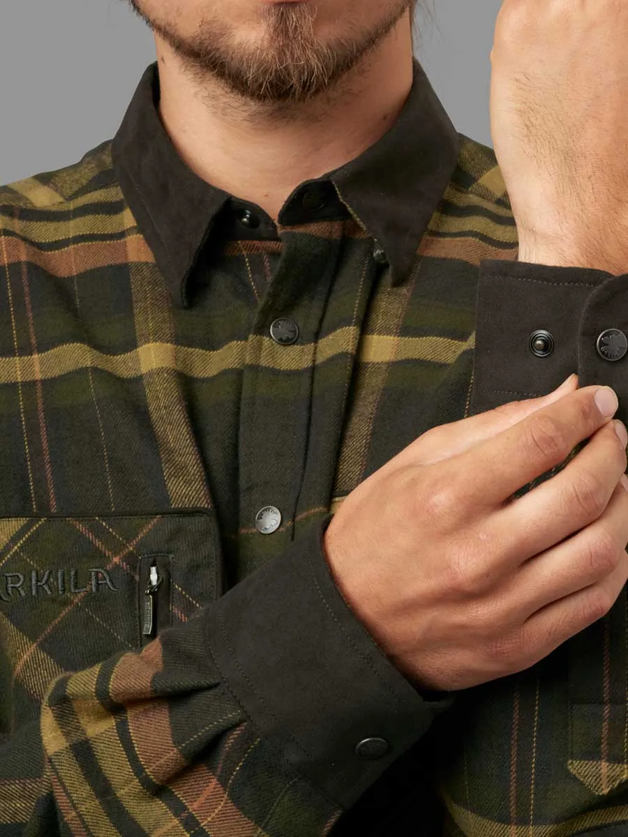 HARKILA Pajala Shirt - Mens Brushed Cotton - Green/Brown Check