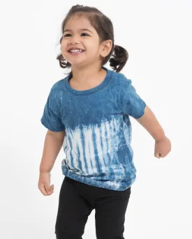 Kids Vertical Stripes Indigo Tie Dye T-Shirt