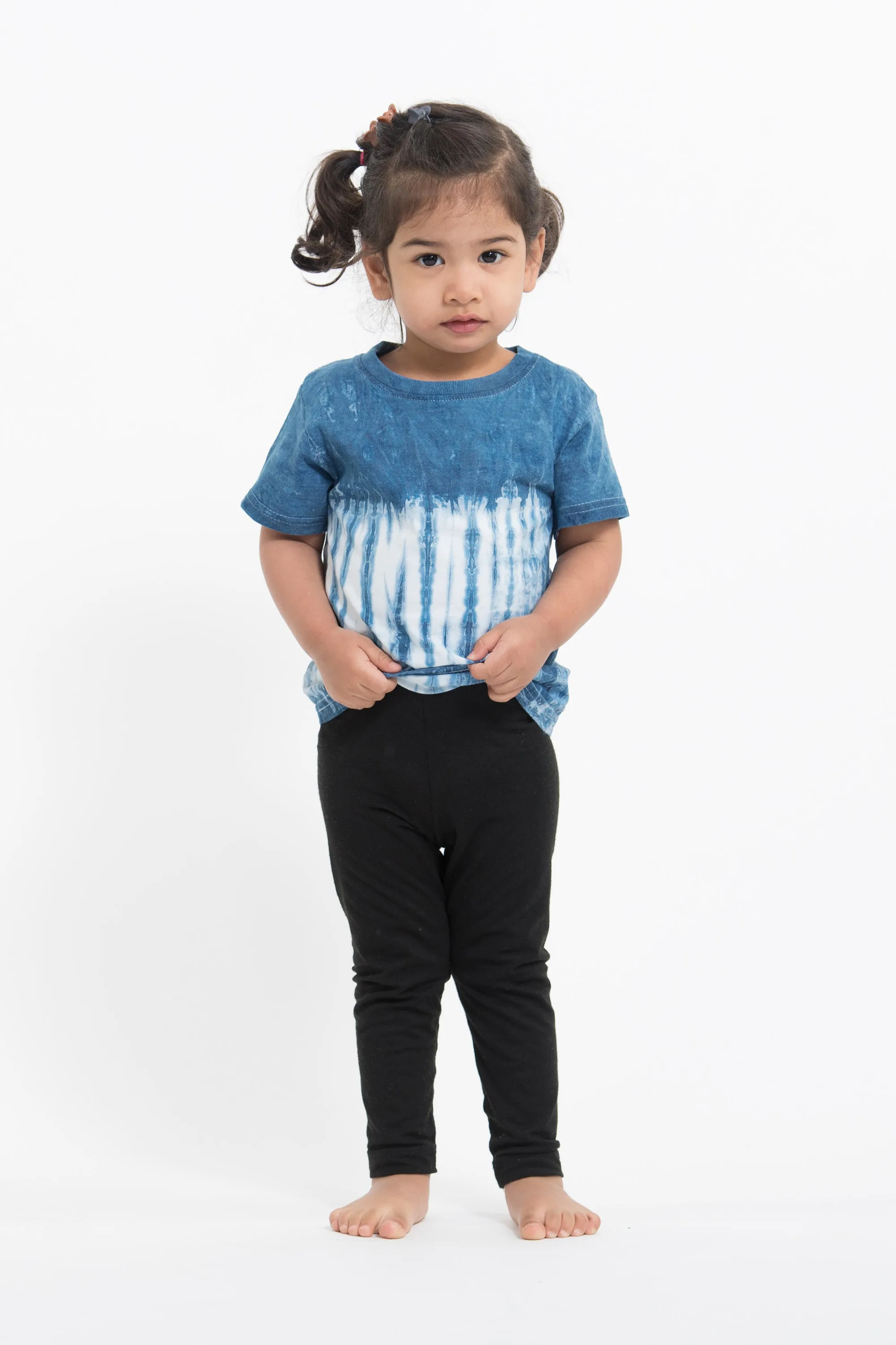 Kids Vertical Stripes Indigo Tie Dye T-Shirt