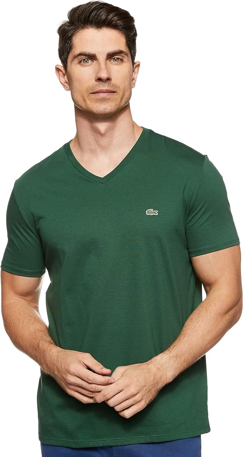 Lacoste Men's Short Sleeve V-Neck Pima Jersey T-Shirt