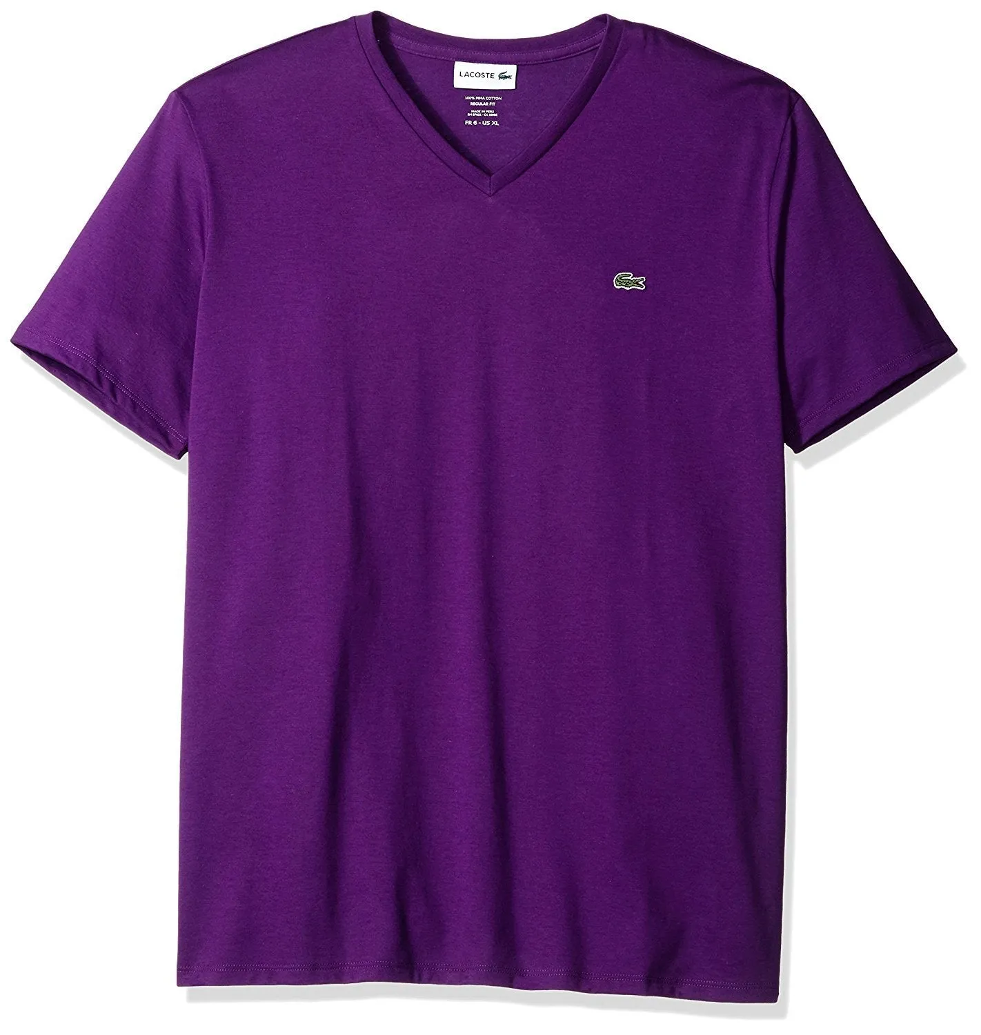 Lacoste Men's Short Sleeve V-Neck Pima Jersey T-Shirt