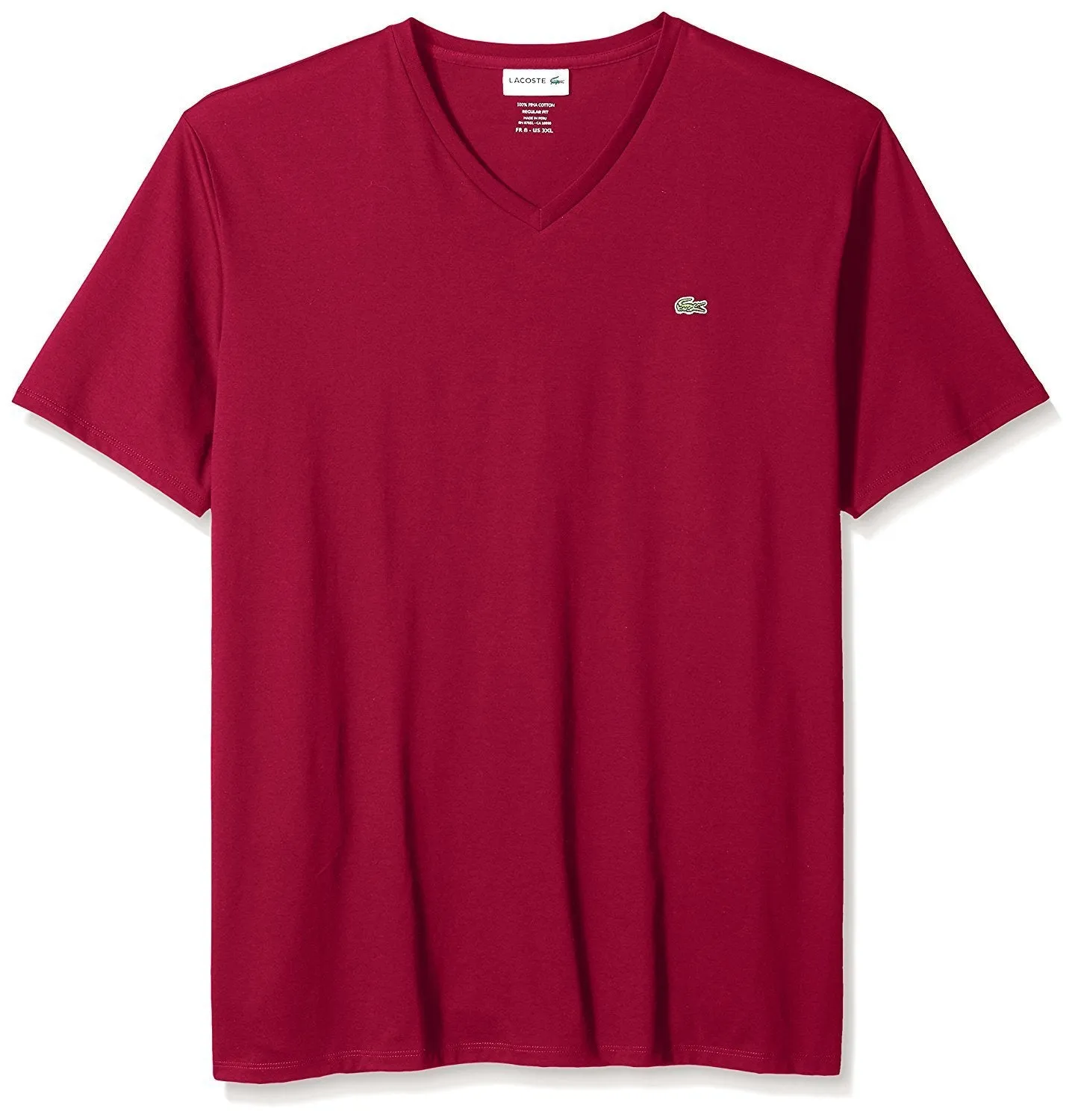 Lacoste Men's Short Sleeve V-Neck Pima Jersey T-Shirt