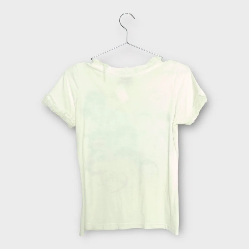 Lanvin White Face Print Sheer Raw Hem Tee