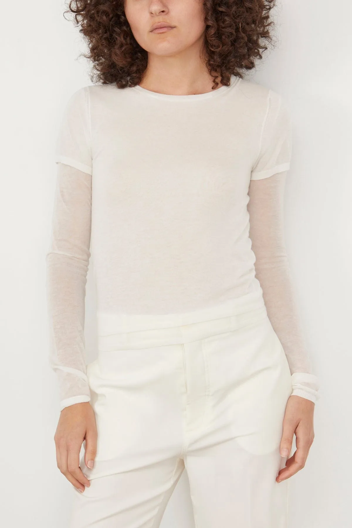 Layered Knit Tee in Talc