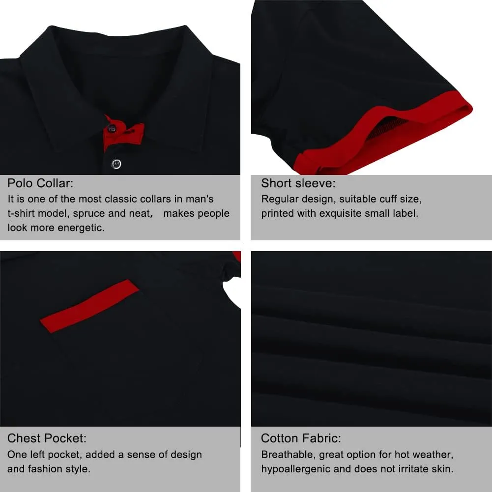 LOGEEYAR Men Polo Shirt Slim Fit Short Sleeve Cotton Golf Shirt Solid Performance Casual T-Shirts