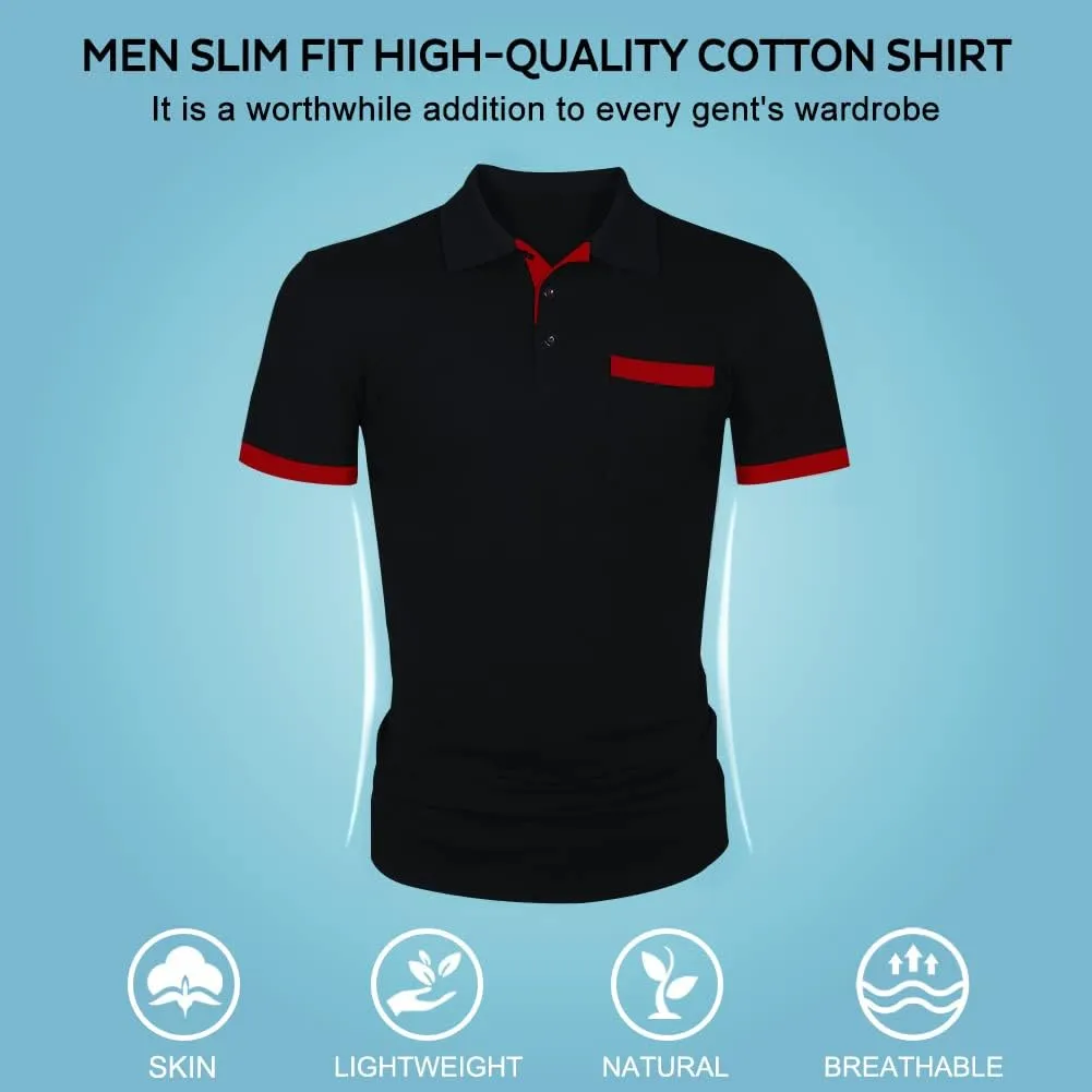 LOGEEYAR Men Polo Shirt Slim Fit Short Sleeve Cotton Golf Shirt Solid Performance Casual T-Shirts