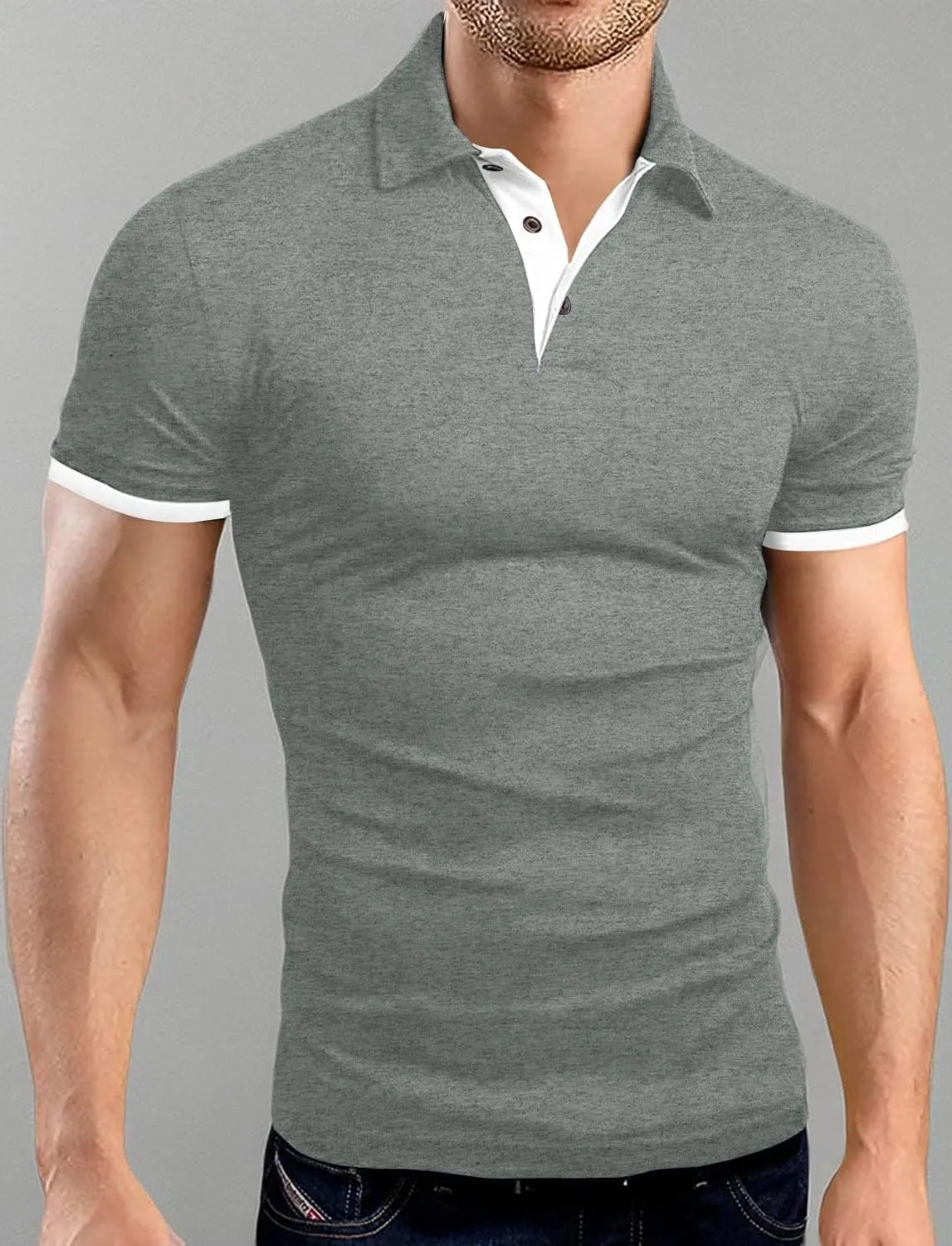 LOGEEYAR Men Polo Shirt Slim Fit Short Sleeve Cotton Golf Shirt Solid Performance Casual T-Shirts