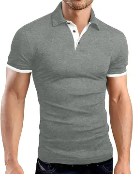 LOGEEYAR Men Polo Shirt Slim Fit Short Sleeve Cotton Golf Shirt Solid Performance Casual T-Shirts