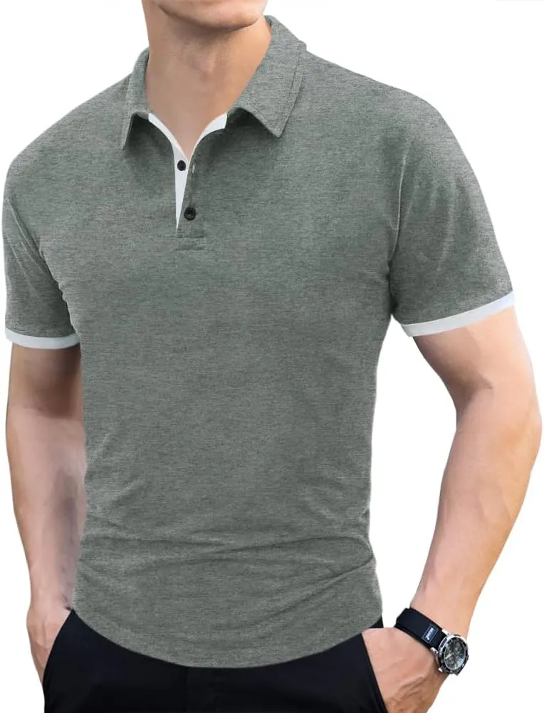 LOGEEYAR Men Polo Shirt Slim Fit Short Sleeve Cotton Golf Shirt Solid Performance Casual T-Shirts