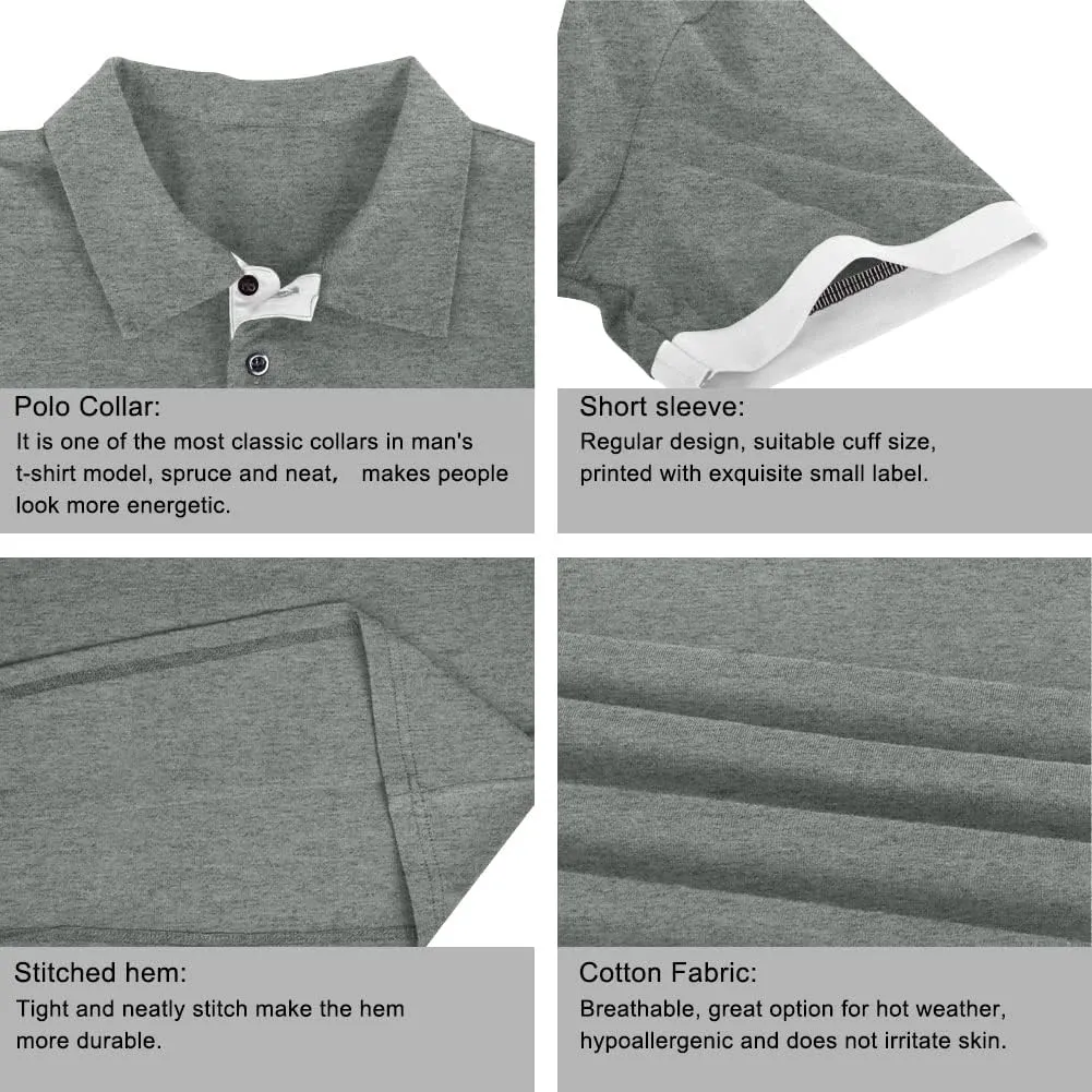 LOGEEYAR Men Polo Shirt Slim Fit Short Sleeve Cotton Golf Shirt Solid Performance Casual T-Shirts