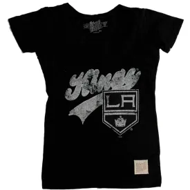 Los Angeles LA Kings Retro Brand WOMEN Black Soft Cotton V-Neck T-Shirt