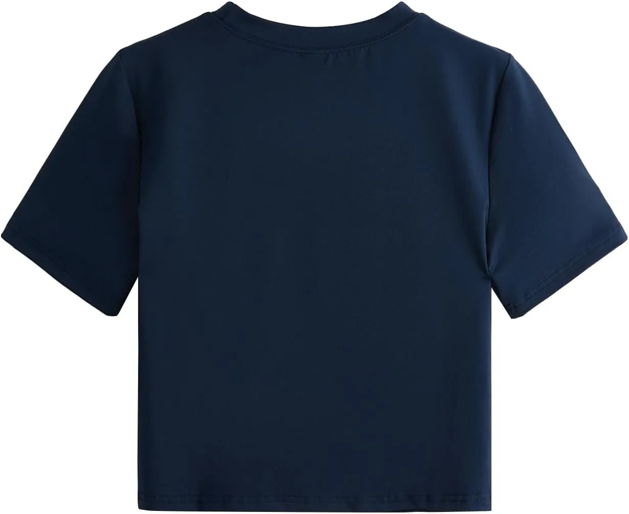 MakeMeChic Women's Summer Crop Top Solid Short Sleeve Twist Front Tee T-Shirt