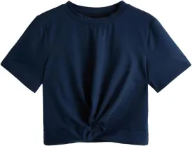 MakeMeChic Women's Summer Crop Top Solid Short Sleeve Twist Front Tee T-Shirt