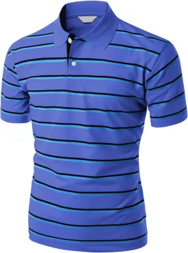 Men's 180-200 TC Silket Striped Polo Dri Fit Collar T-Shirt