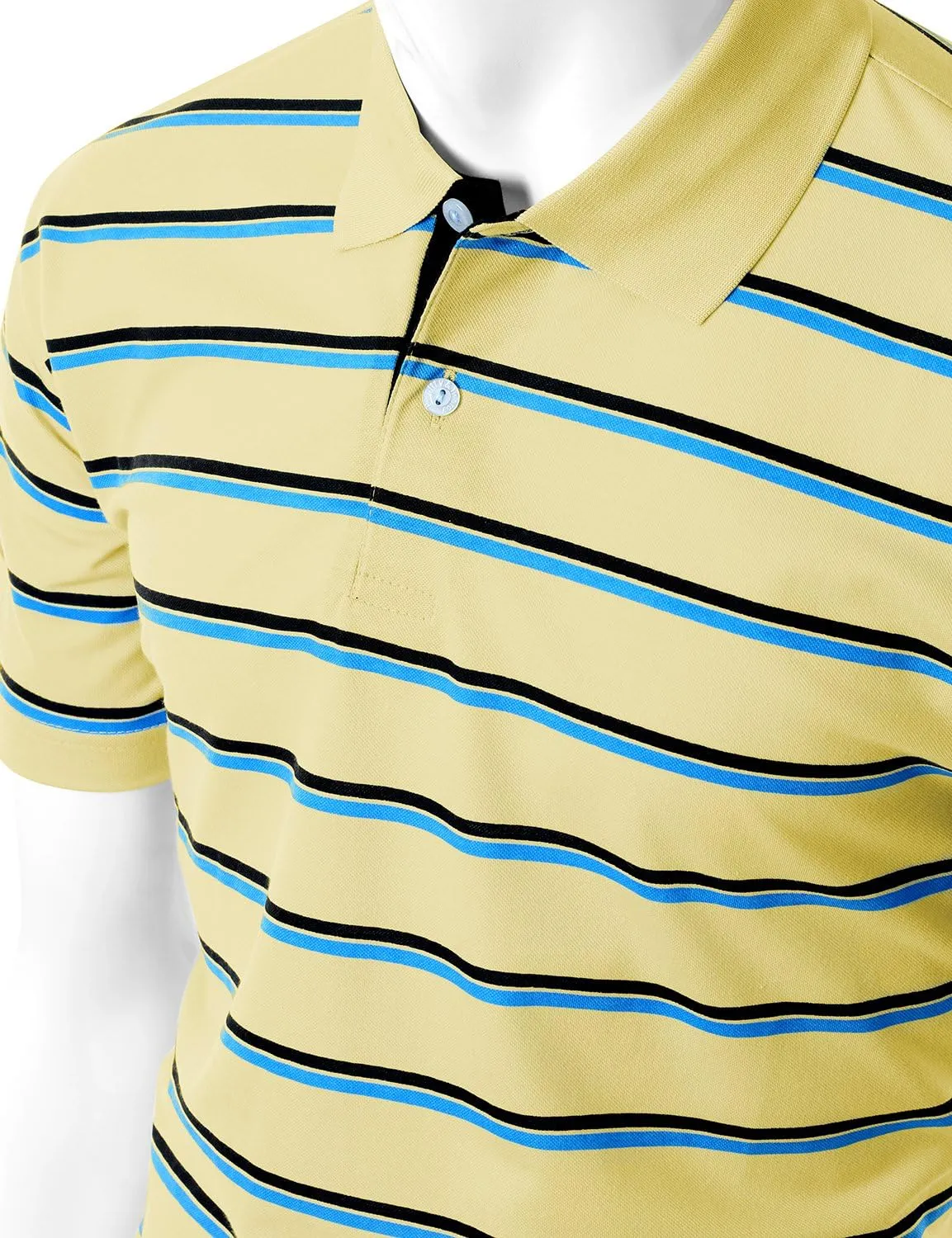 Men's 180-200 TC Silket Striped Polo Dri Fit Collar T-Shirt