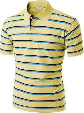 Men's 180-200 TC Silket Striped Polo Dri Fit Collar T-Shirt
