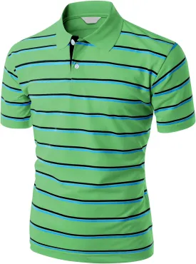 Men's 180-200 TC Silket Striped Polo Dri Fit Collar T-Shirt