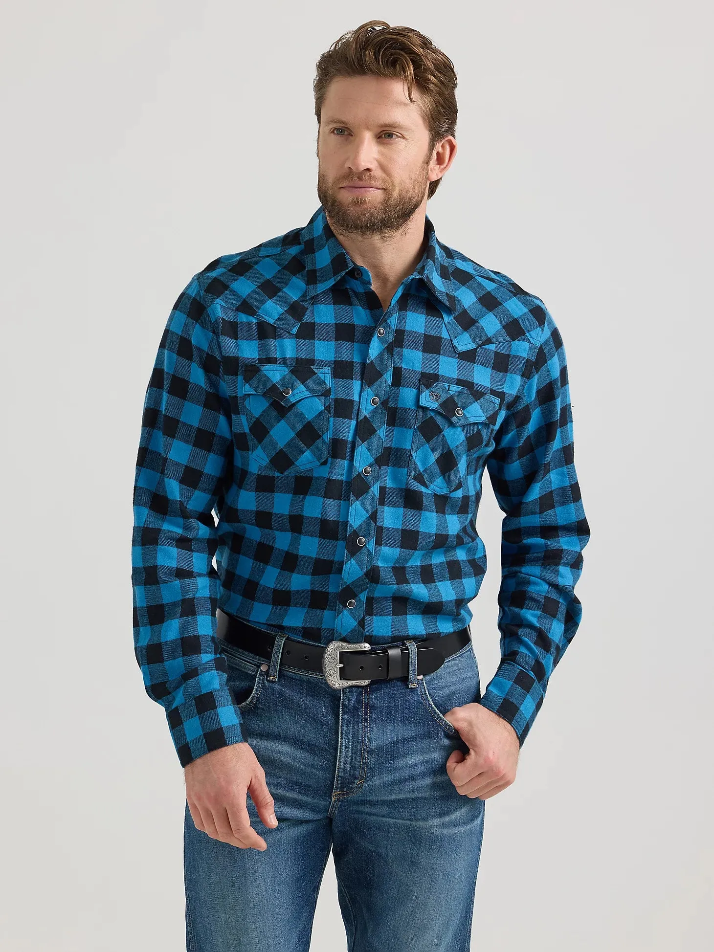 Men's Wrangler Retro Blue/Black Flannel Shirt