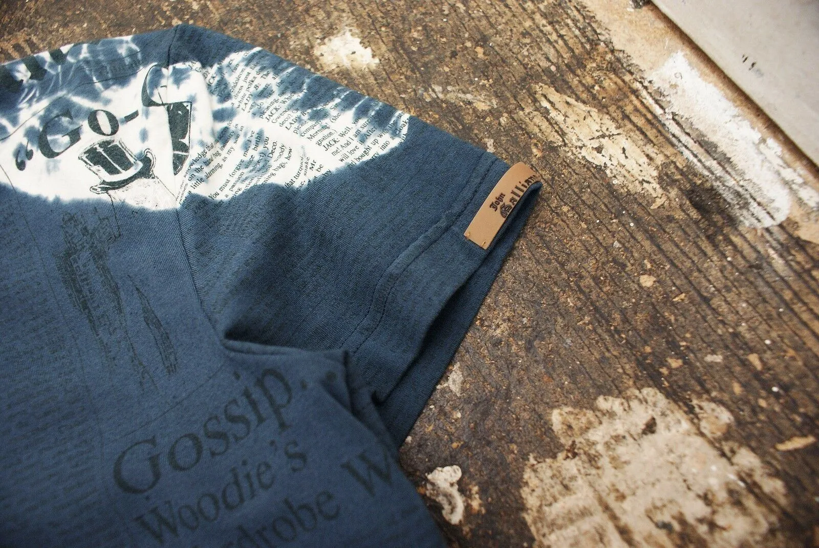 Newspaper Print V Neck T Shirt
