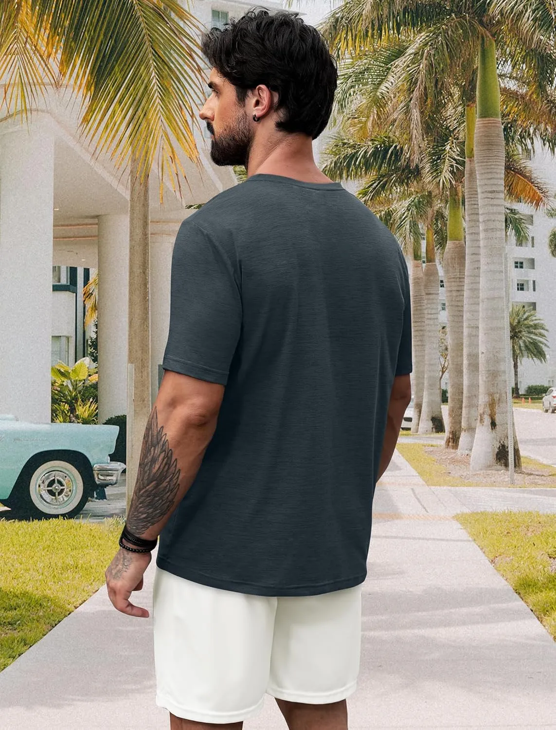 NIASHOT Mens T Shirts Short Sleeve Classic V Neck T-Shirt Casual Summer Basic Tee Shirt
