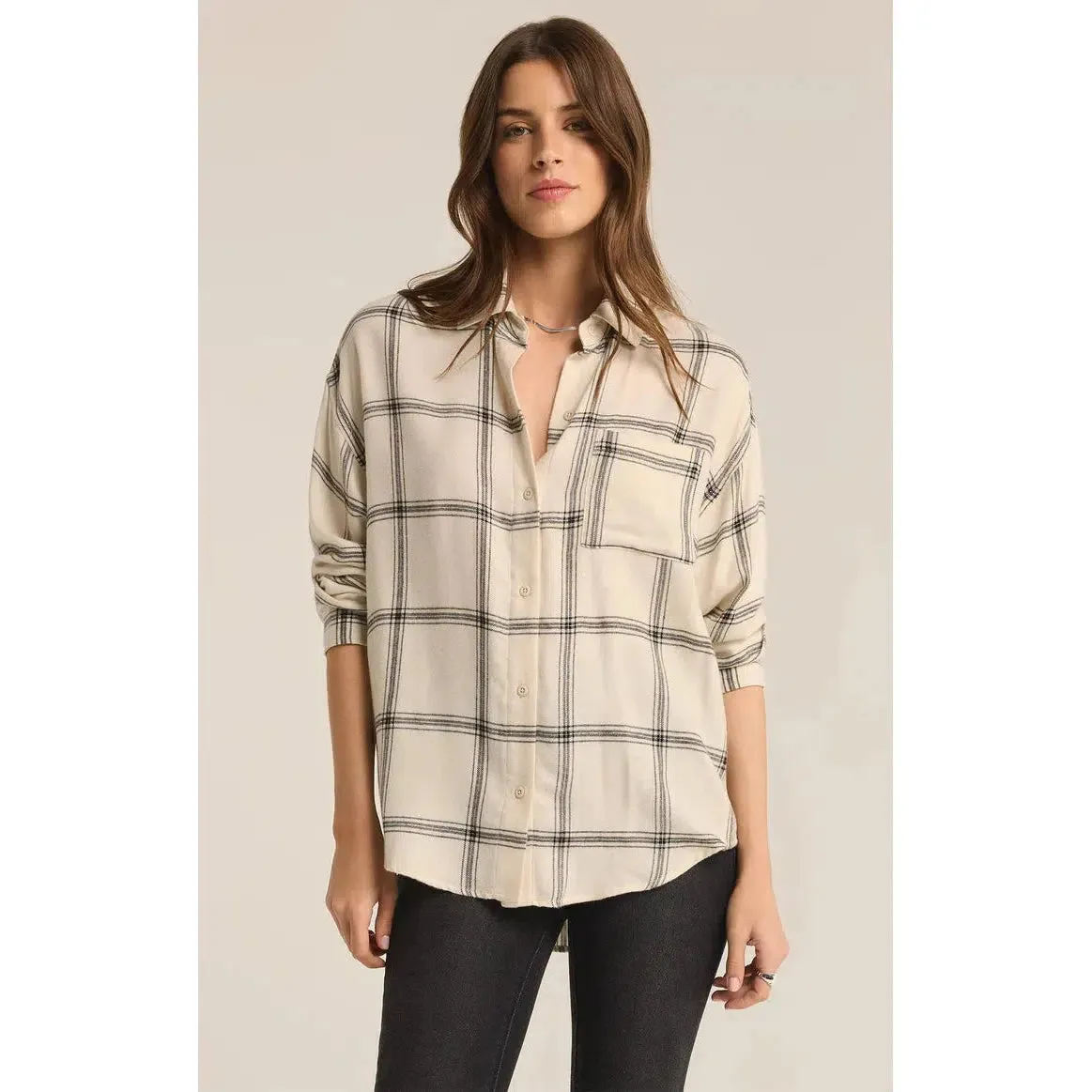 RIVER PLAID BUTTON UP