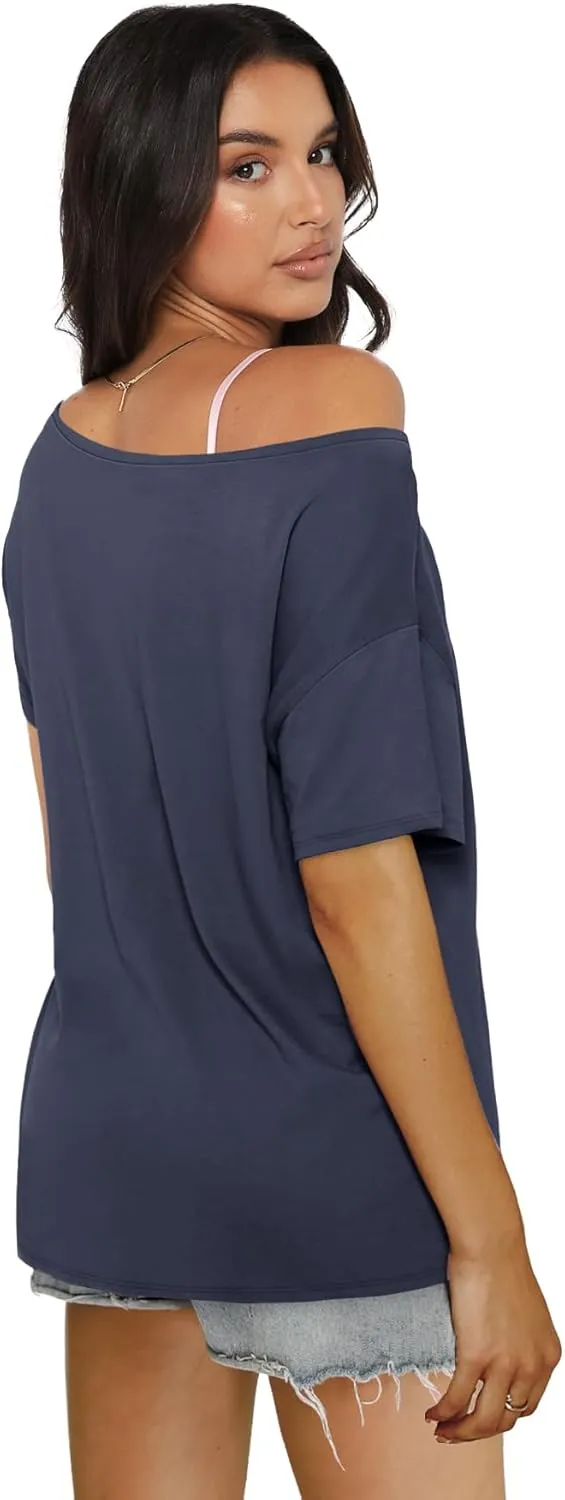 SAMPEEL Womens Workout Tops Oversized T Shirts Loose Fit Crewneck Short Sleeve Summer Sun Protection UPF 50 