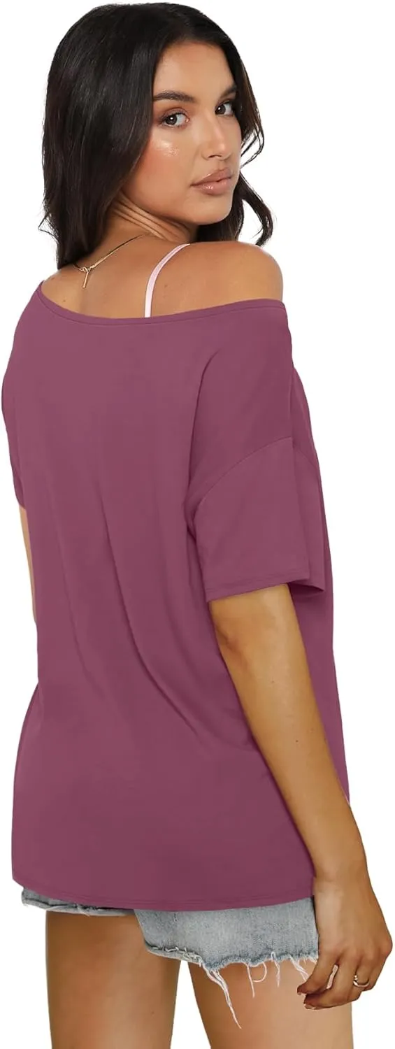 SAMPEEL Womens Workout Tops Oversized T Shirts Loose Fit Crewneck Short Sleeve Summer Sun Protection UPF 50 