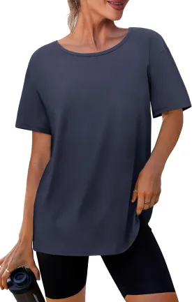 SAMPEEL Womens Workout Tops Oversized T Shirts Loose Fit Crewneck Short Sleeve Summer Sun Protection UPF 50 